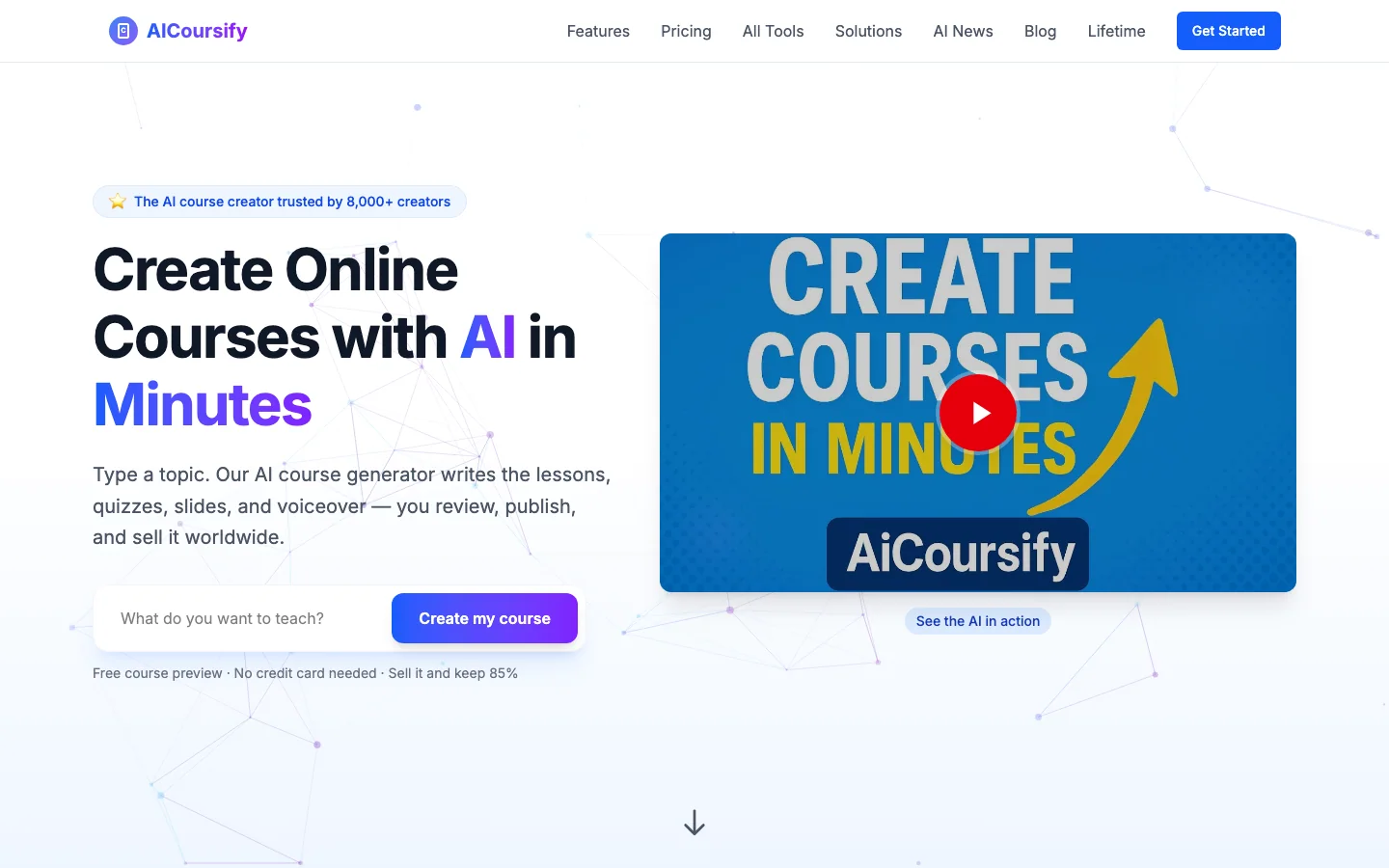 AI Coursify početna strana