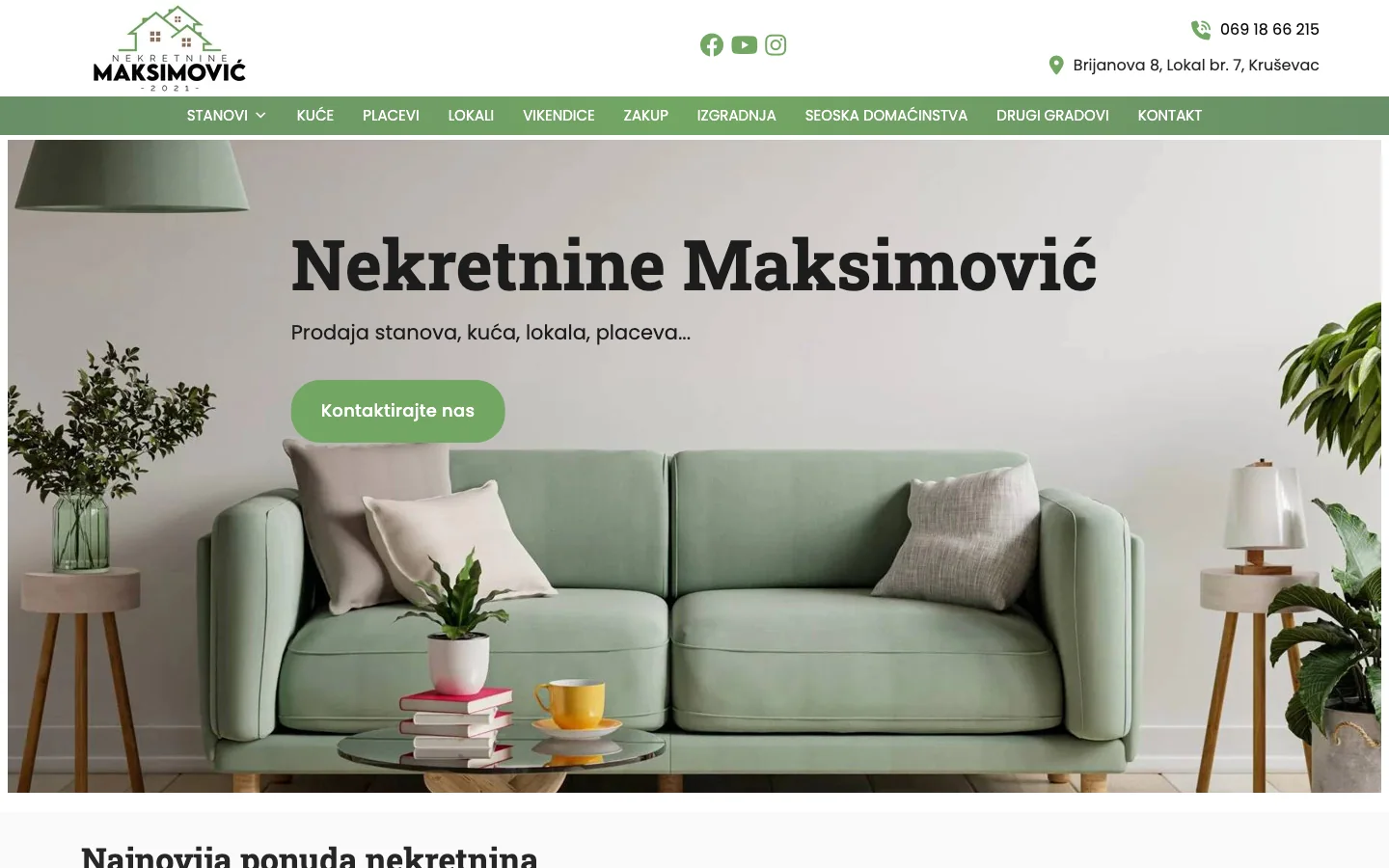 Nekretnine Maksimović početna strana